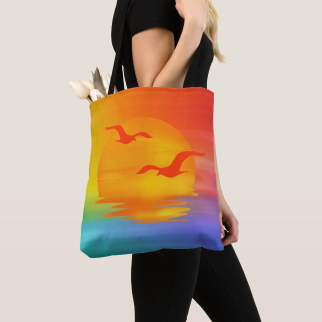 Rainbow Sunrise Tote Bag (Close Up)