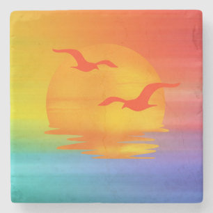 Rainbow Sunrise Tote Stone Coaster