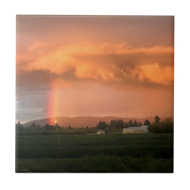 Rainbow Sunset Ceramic Tile (Front)