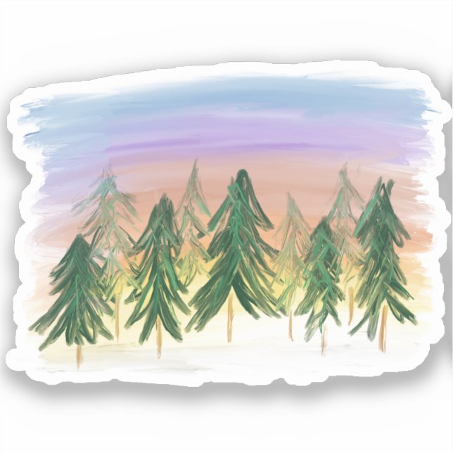 rainbow sunset forest graphic design painting (Front)