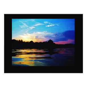 Rainbow sunset on mountain Lake Photo Print