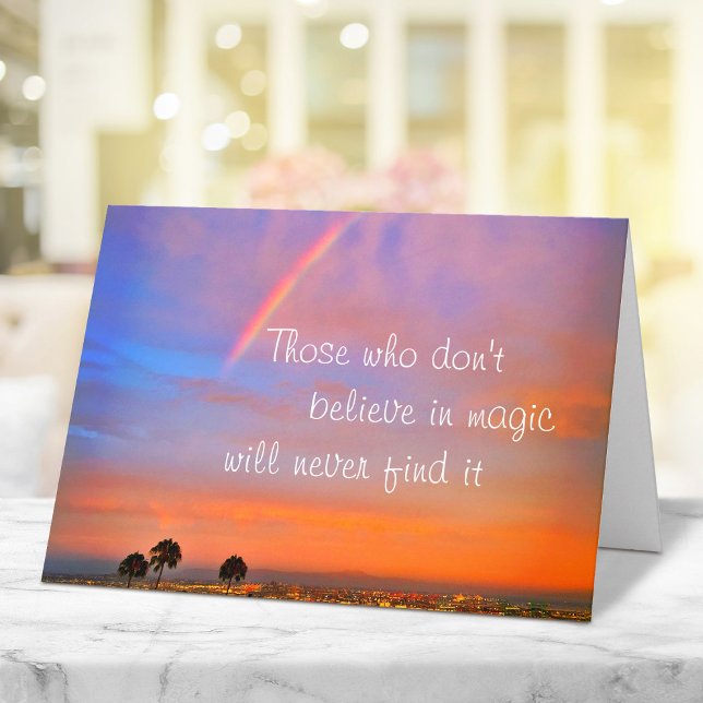 Rainbow Sunset Photo Believe in Magic Quote Script Card (Creator Uploaded)