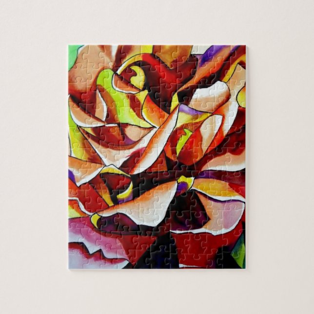 Rainbow Sunset Rose watercolor original art Jigsaw Puzzle (Vertical)
