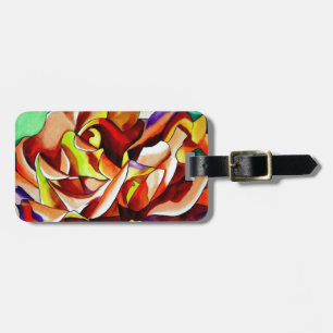Rainbow Sunset Rose watercolor original art Luggage Tag