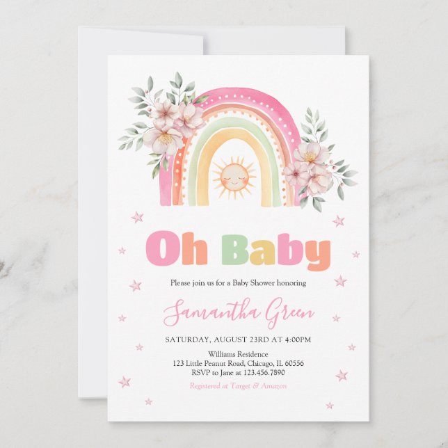 Rainbow Sunshine Baby Shower Invitation (Front)