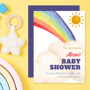 Rainbow sunshine fun baby shower invitation