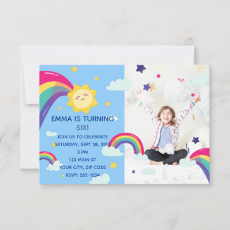 Rainbow Sunshine Fun Birthday Invitation