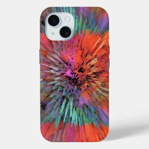 Rainbow Supernova Fractal Art iPhone 15 Case