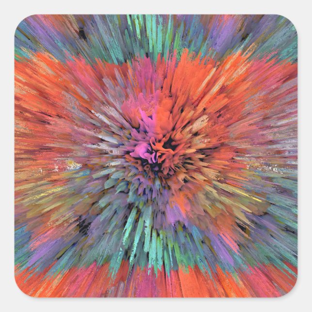 Rainbow Supernova Fractal Art Square Sticker (Front)
