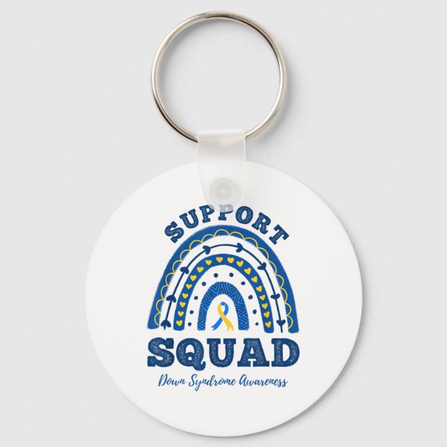 Rainbow Support Squad Down Syndrome Awareness  Key Ring (Front)