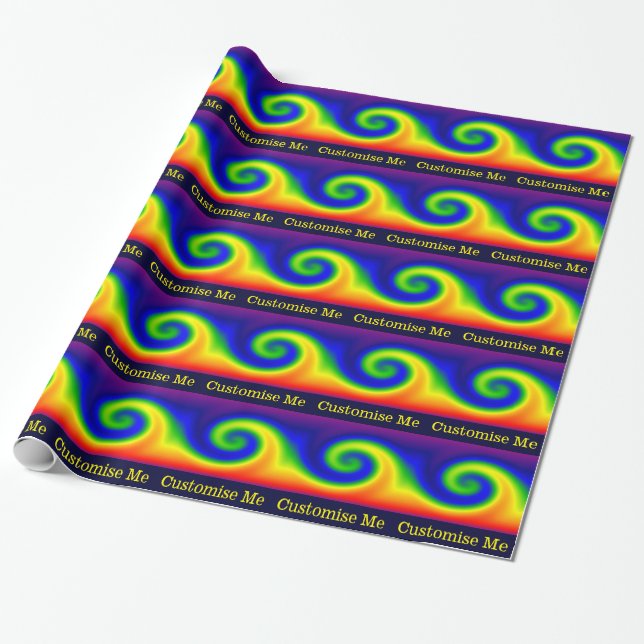Rainbow Surf Wrapping Paper (Unrolled)