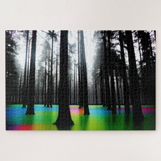 Rainbow Swamp in Black and White Forest Jigsaw Puzzle (Horizontal)