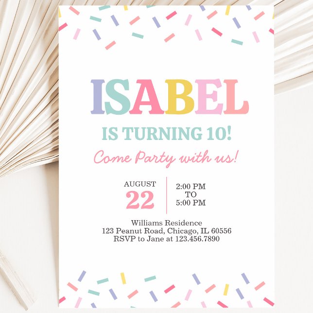 Rainbow Sweets Sprinkles Birthday Invitation (Creator Uploaded)