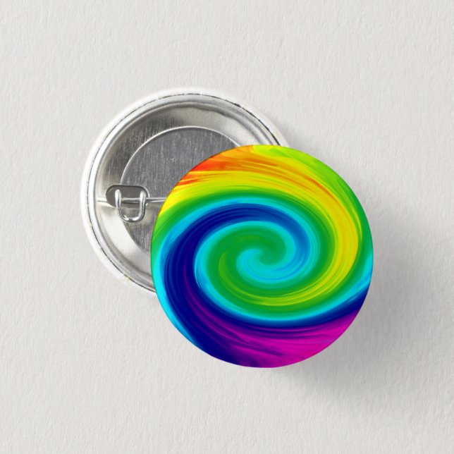 Rainbow Swirl Abstract Art Design 3 Cm Round Badge (Front & Back)