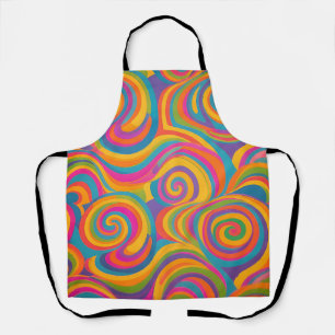 Rainbow Swirl Abstract Vibrant Energy Apron