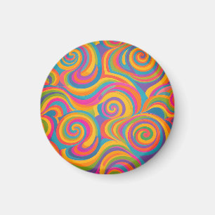 Rainbow Swirl Abstract Vibrant Energy Magnet
