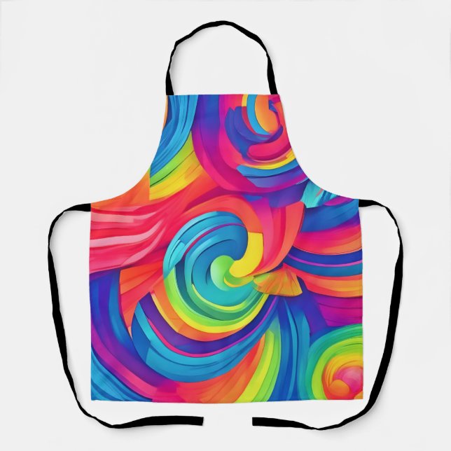 Rainbow Swirl Chaos Design Apron (Front)