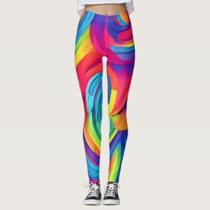 Rainbow Swirl Chaos Design Leggings