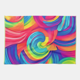 Rainbow Swirl Chaos Design Tea Towel