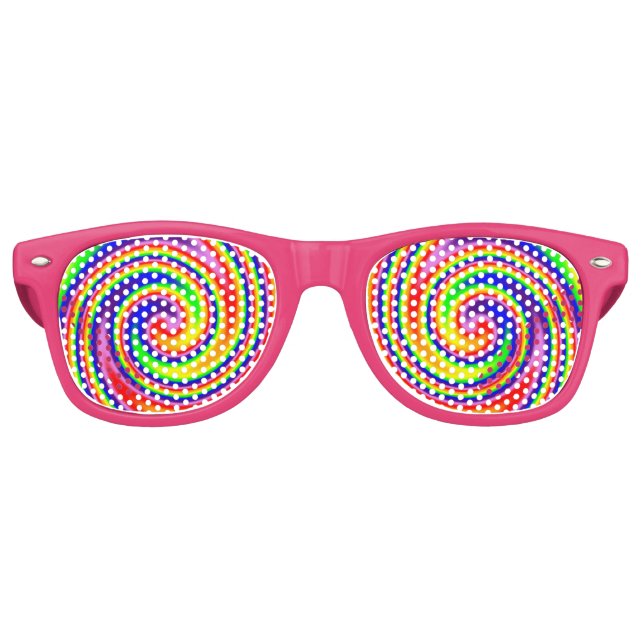 Rainbow Swirl Colourful Cheerful Fun Artistic Retro Sunglasses (Front)
