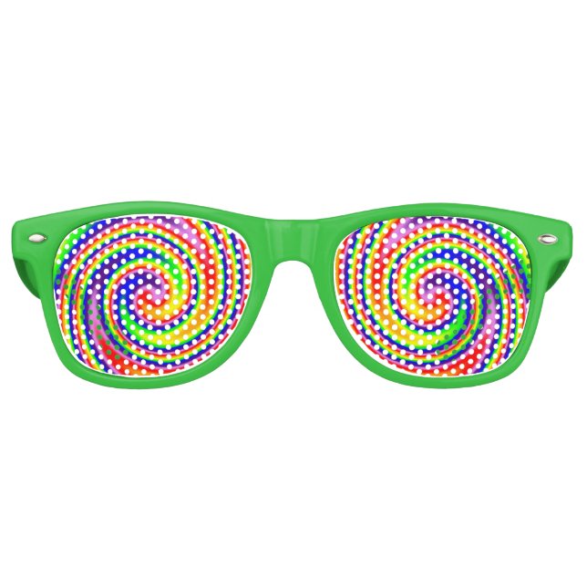 Rainbow Swirl Colourful Cheerful Fun Retro Sunglasses (Front)