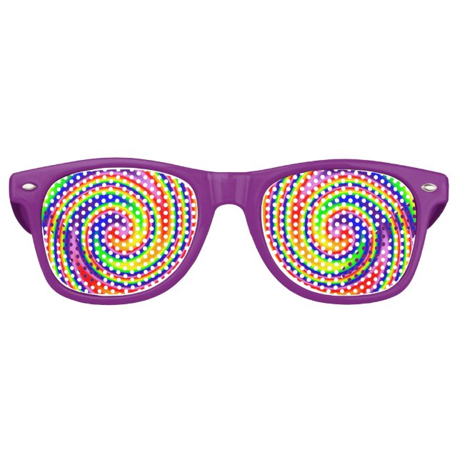 Rainbow Swirl Colourful Cheerful Fun Retro Sunglasses (Front)