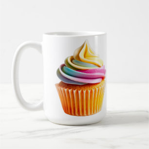 Rainbow Swirl Cupcake with Colorful Wrapper Coffee Mug