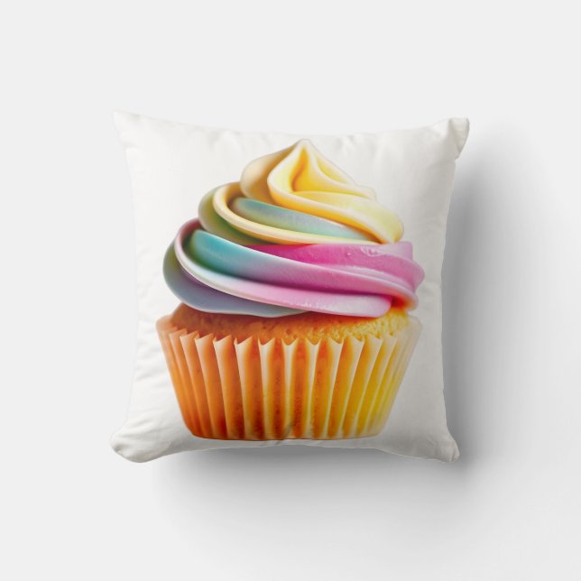 Rainbow Swirl Cupcake with Colorful Wrapper Cushion (Front)