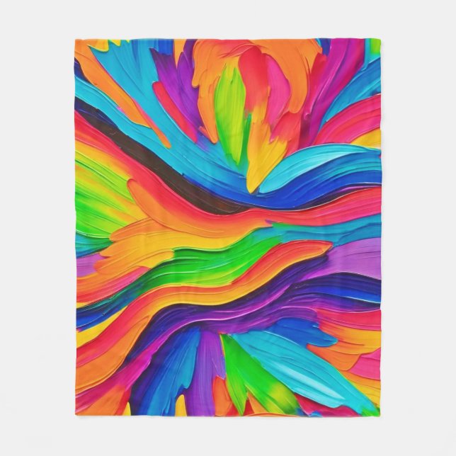 Rainbow Swirl Painting Fleece Blanket (Front)