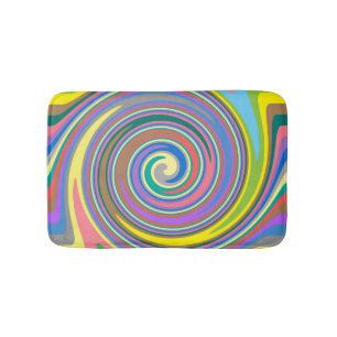 Rainbow swirl pattern bath mat
