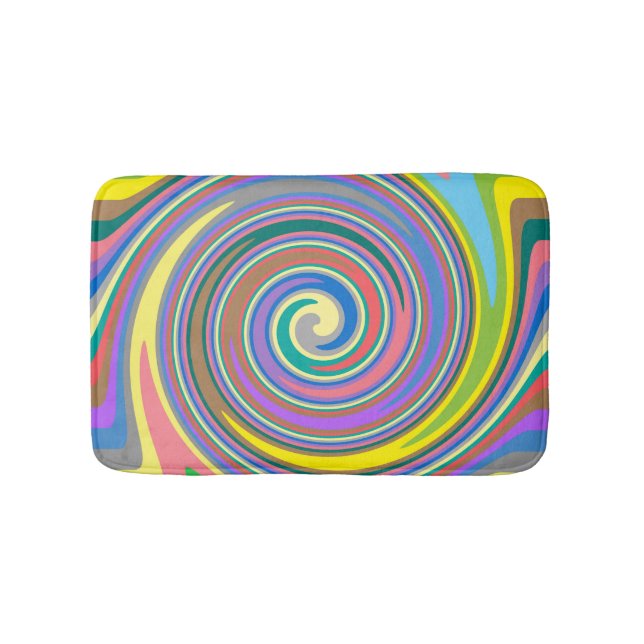 Rainbow swirl pattern bath mat (Front)