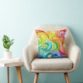 Rainbow Swirl Pattern Cushion