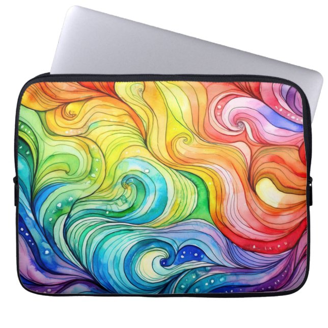 Rainbow Swirl Pattern Laptop Sleeve (Front)