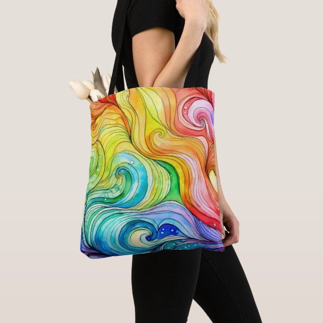 Rainbow Swirl Pattern  Tote Bag (Close Up)