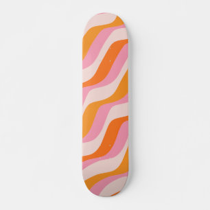 Rainbow Swirl Pink Orange Abstract Retro Sunshine Skateboard