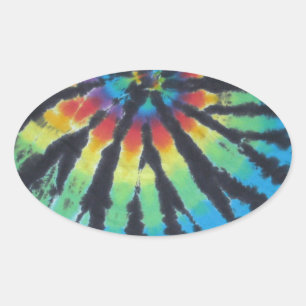 Rainbow Swirl Spiral Tie Dye PhatDyes Oval Sticker