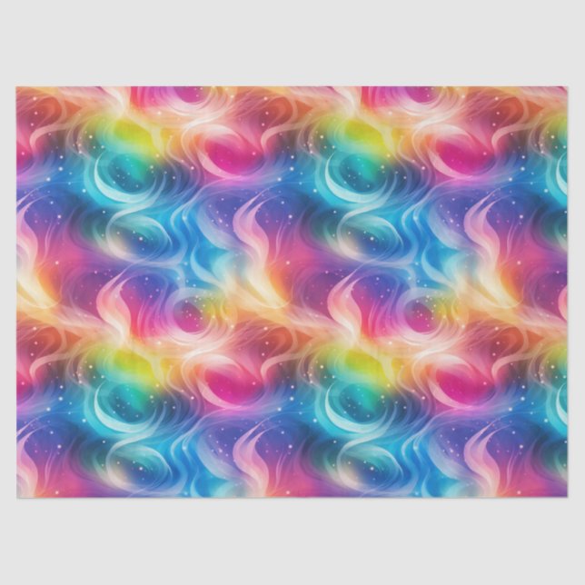 Rainbow Swirl Stardust Decoupage Tissue Paper (Front)