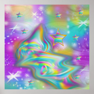 Rainbow Swirl & Stars Poster