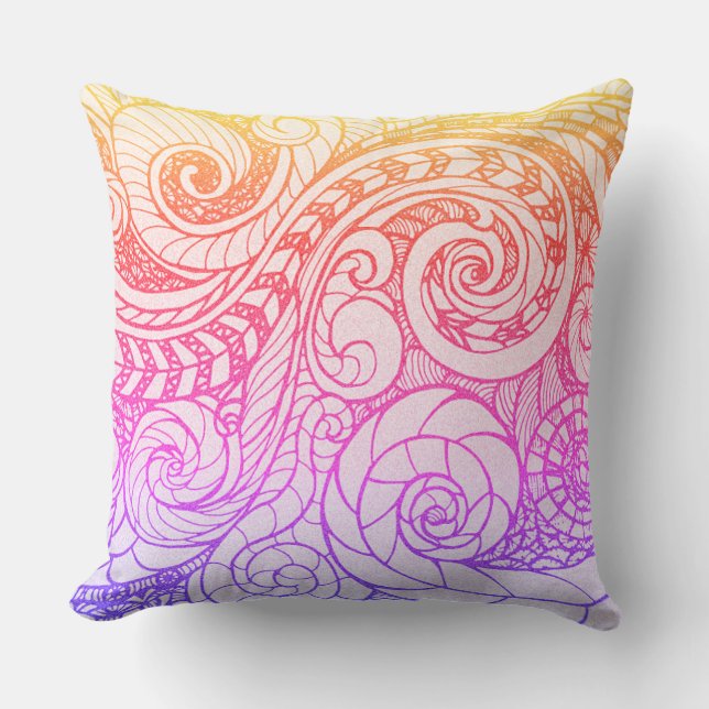 Rainbow Swirl Throw Pillow (Front)