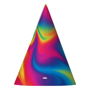 Rainbow Swirl Tie-Dye Birthday Party Hat