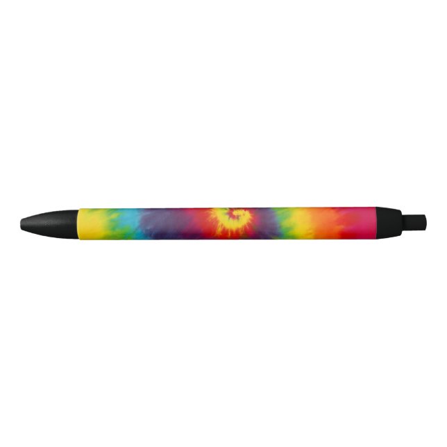 Rainbow Swirl Tie Dye Groovy Cool Colourful Black Ink Pen (Front)