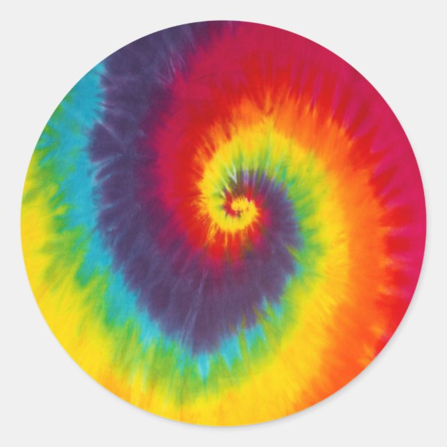 Rainbow Swirl Tie Dye Groovy Cool Colourful Classic Round Sticker (Front)
