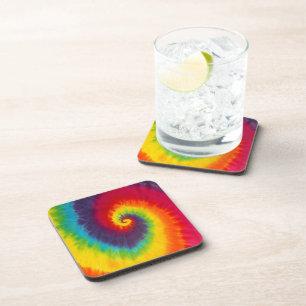 Rainbow Swirl Tie Dye Groovy Cool Colourful Coaster