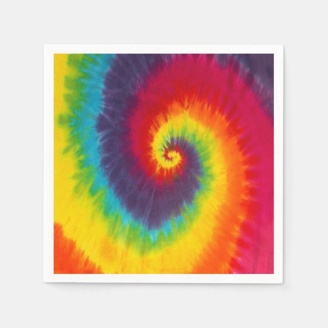Rainbow Swirl Tie Dye Groovy Cool Colourful Napkin (Front)