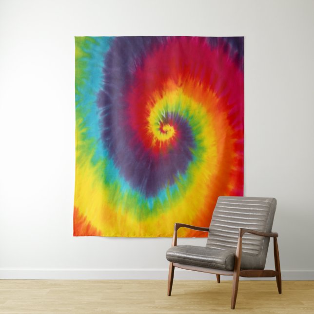 Rainbow Swirl Tie Dye Groovy Cool Colourful Tapestry (In Situ)
