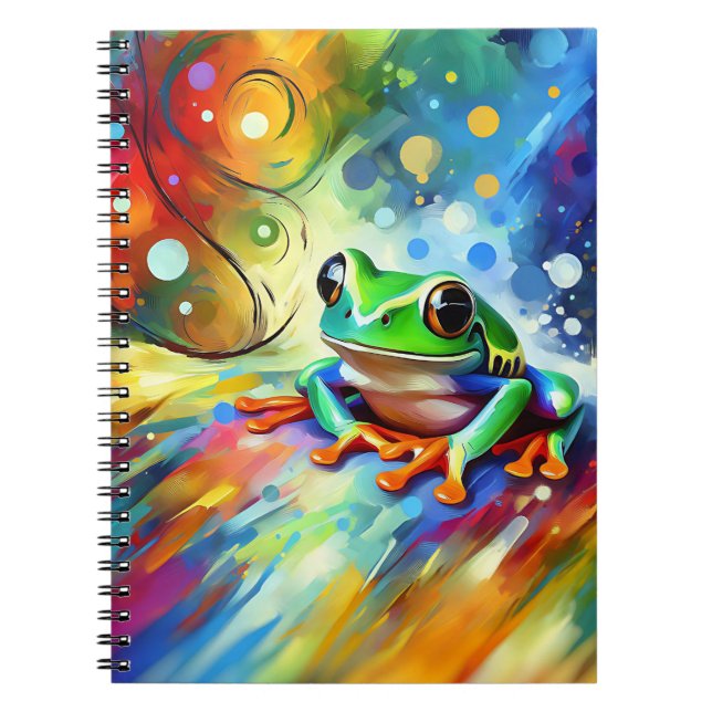 Rainbow Swirl Tree Frog Notebook (Front)