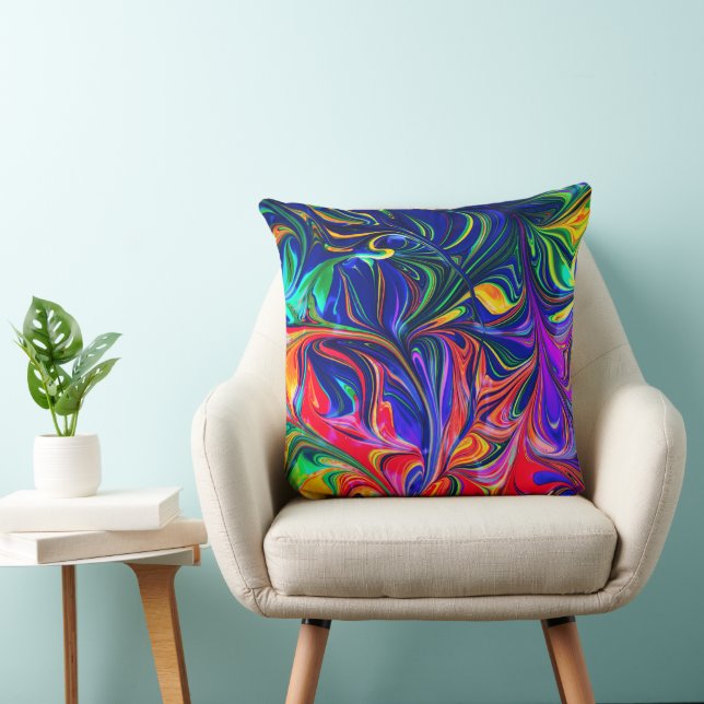Rainbow Swirl Trippy Glow Stick Cushion (Chair)