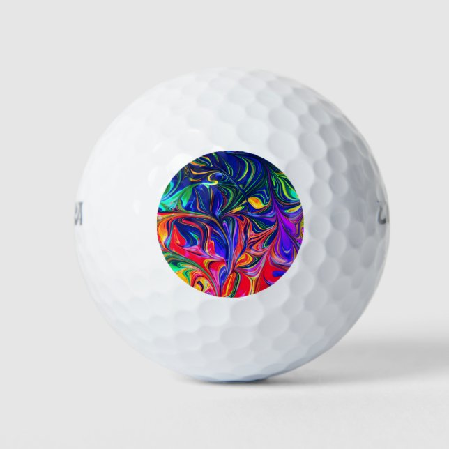Rainbow Swirl Trippy Glow Stick Golf Balls (Front)