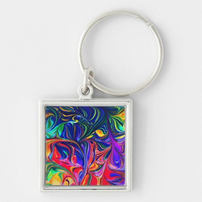 Rainbow Swirl Trippy Glow Stick Key Ring (Front)