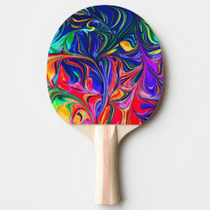 Rainbow Swirl Trippy Glow Stick Ping Pong Paddle